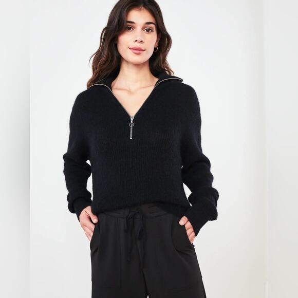 New Quince Baby Alpaca Wool Quarter Zip in Black Women’s size Extra Small - Picture 1 of 6